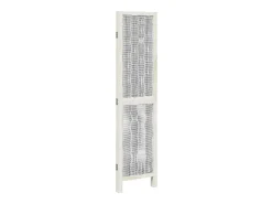 Biombo-Tabique divisorio de 3 paneles en madera maciza de paulownia blanca Blanco