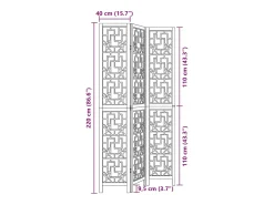 Tabique divisorio de 3 paneles en madera maciza de paulownia marrón Marru00f3n Outlet