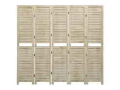 Tabique divisorio de 5 paneles 175x165 cm madera de paulownia Marru00f3n Clearance