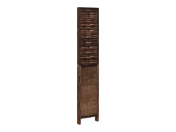 Tabique divisorio de 4 paneles de paulownia maciza en color marrón oscuro Marru00f3n Discount