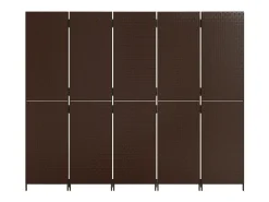 Tabique divisorio de 5 paneles de mimbre de resina marrón Marru00f3n