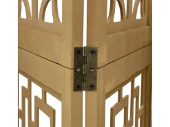 Biombo-Tabique divisorio de 6 paneles en madera maciza de paulownia marrón Marru00f3n