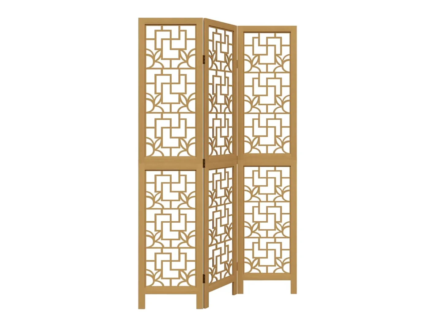 Tabique divisorio de 3 paneles en madera maciza de paulownia marrón Marru00f3n Outlet