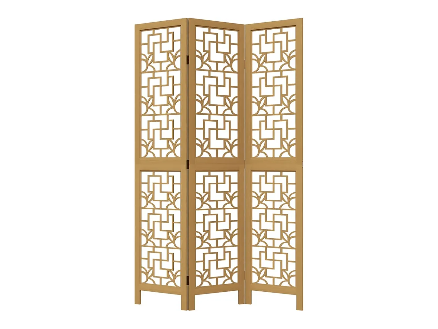 Tabique divisorio de 3 paneles en madera maciza de paulownia marrón Marru00f3n Outlet