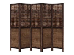 Best Tabique divisorio de 5 paneles en marrón oscuro fabricado en paulownia maciza Marru00f3n