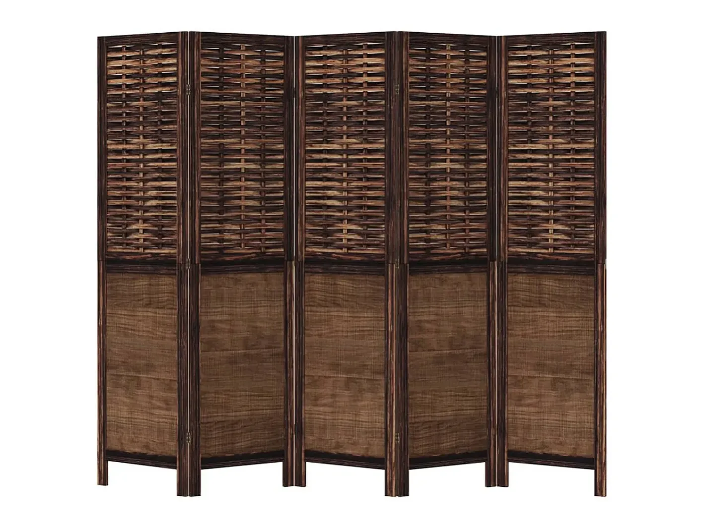 Best Tabique divisorio de 5 paneles en marrón oscuro fabricado en paulownia maciza Marru00f3n