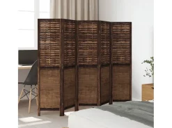 Best Tabique divisorio de 5 paneles en marrón oscuro fabricado en paulownia maciza Marru00f3n