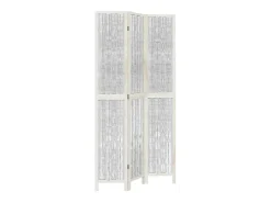 Discount Tabique divisorio de 3 paneles en madera maciza de paulownia blanca Blanco