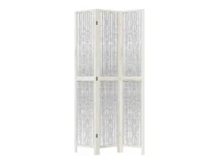 Discount Tabique divisorio de 3 paneles en madera maciza de paulownia blanca Blanco