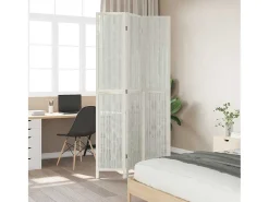 Discount Tabique divisorio de 3 paneles en madera maciza de paulownia blanca Blanco