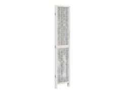 Biombo-Tabique divisorio de 4 paneles en madera maciza de paulownia blanca Blanco