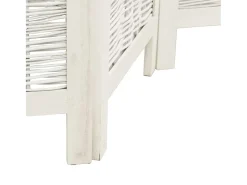 Biombo-Tabique divisorio de 4 paneles en madera maciza de paulownia blanca Blanco