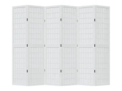 Tabique divisorio de 6 paneles en madera maciza de paulownia blanca Blanco Outlet
