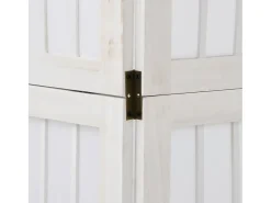 Tabique divisorio de 6 paneles en madera maciza de paulownia blanca Blanco Outlet