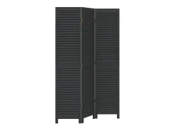 Tabique divisorio de 3 paneles en madera maciza de paulownia negra Negro Discount