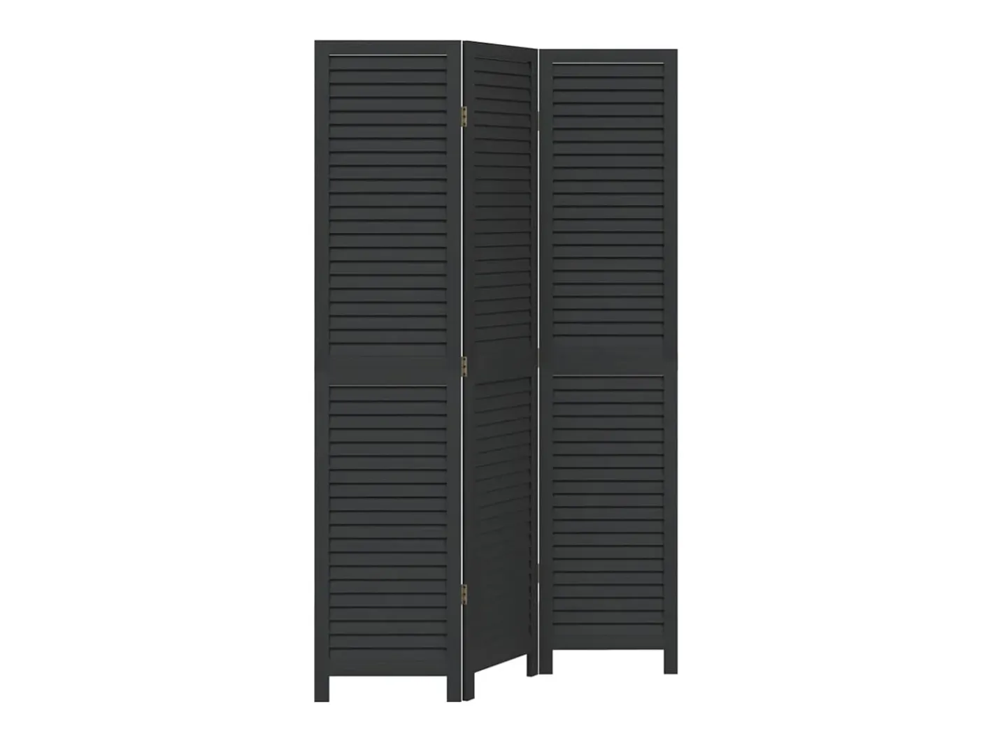 Tabique divisorio de 3 paneles en madera maciza de paulownia negra Negro Discount