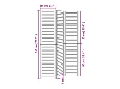 Tabique divisorio de 3 paneles en madera maciza de paulownia negra Negro Discount