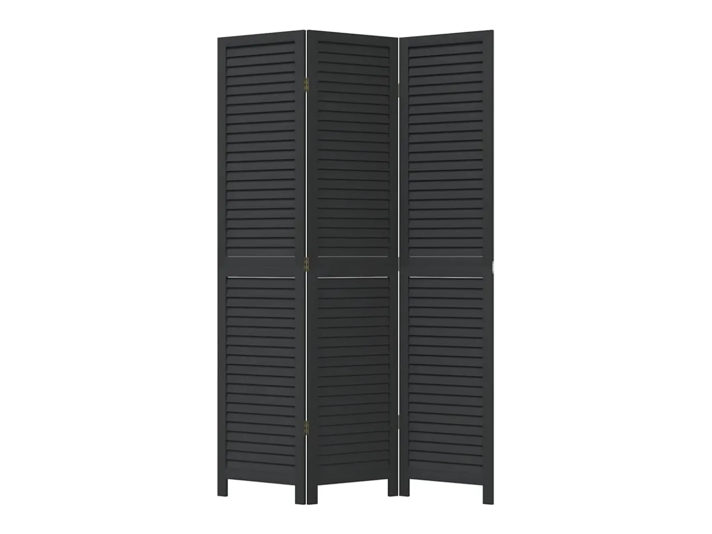 Tabique divisorio de 3 paneles en madera maciza de paulownia negra Negro Discount