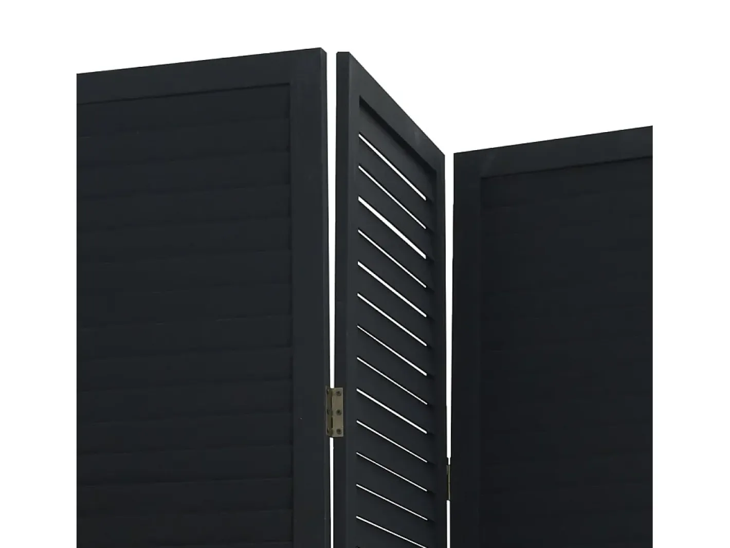 Tabique divisorio de 3 paneles en madera maciza de paulownia negra Negro Discount