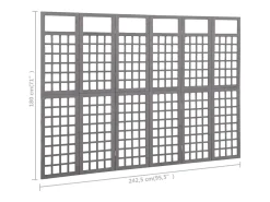 Tabique divisorio de 6 paneles/celosía de madera maciza de abeto Gris Discount