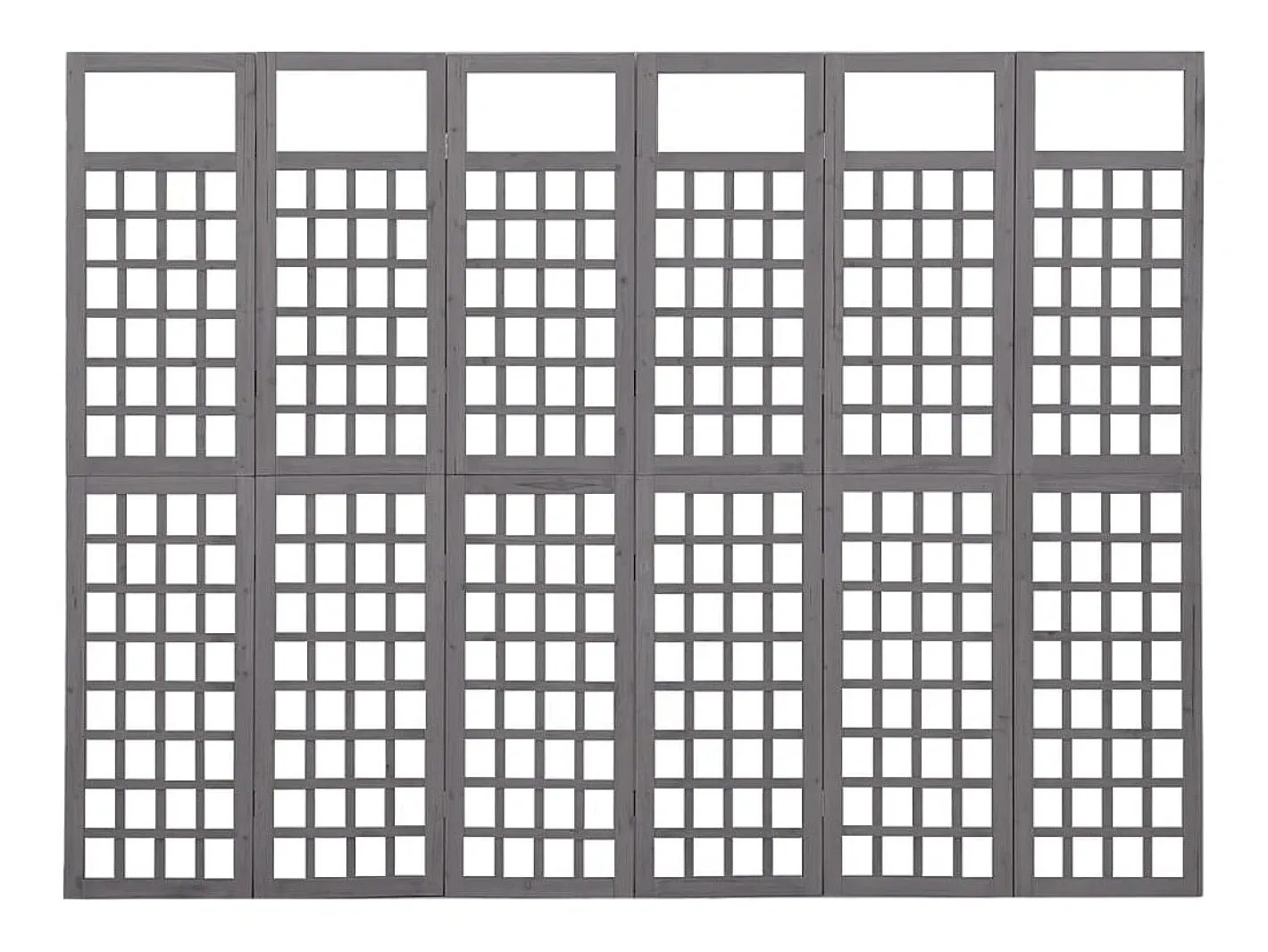 Tabique divisorio de 6 paneles/celosía de madera maciza de abeto Gris Discount