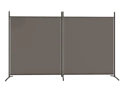 Biombo-Tabique divisorio de 2 paneles Antracita 348x180 cm Tejido Gris