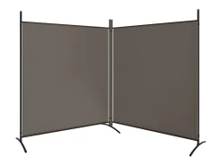Biombo-Tabique divisorio de 2 paneles Antracita 348x180 cm Tejido Gris