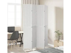 Sale Tabique divisorio de 4 paneles en madera maciza de paulownia blanca Blanco