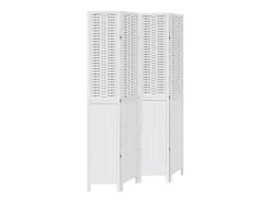 Sale Tabique divisorio de 4 paneles en madera maciza de paulownia blanca Blanco