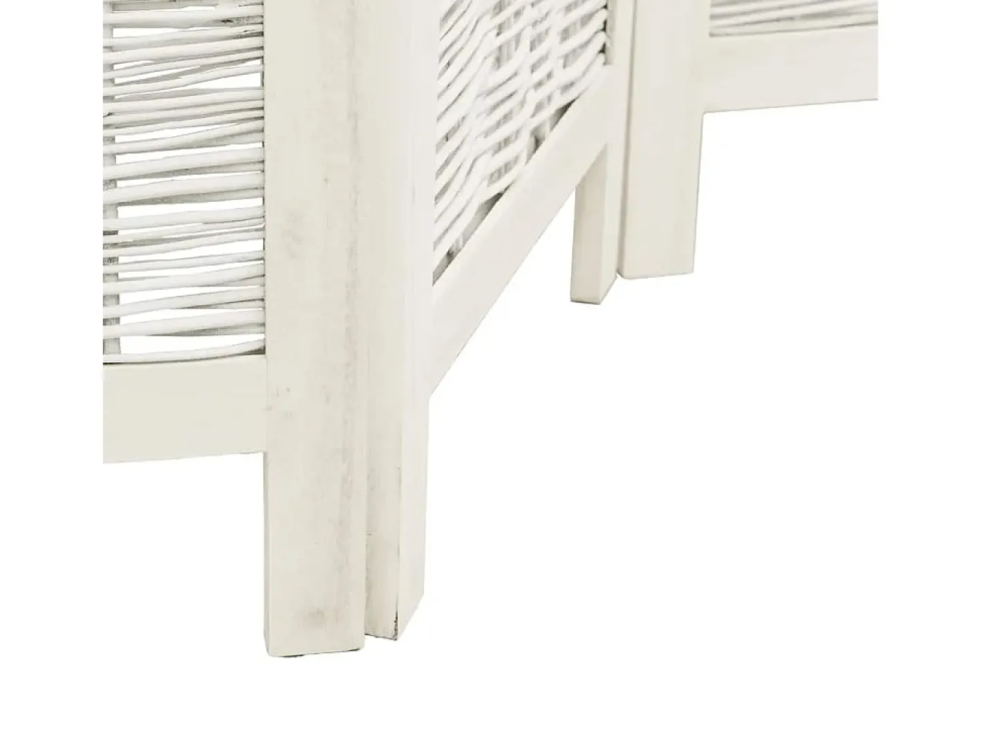 Tabique divisorio de 4 paneles en madera maciza de paulownia blanca Blanco Outlet