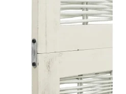 Tabique divisorio de 4 paneles en madera maciza de paulownia blanca Blanco Outlet