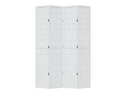 Tabique divisorio de 4 paneles en madera maciza de paulownia blanca Blanco Best