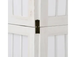 Tabique divisorio de 4 paneles en madera maciza de paulownia blanca Blanco Best