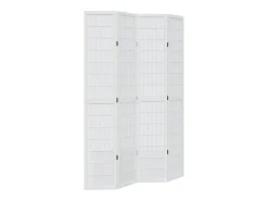 Tabique divisorio de 4 paneles en madera maciza de paulownia blanca Blanco Best