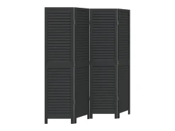 Tabique divisorio de 4 paneles en madera maciza de paulownia negra Negro