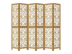 Hot Tabique divisorio de 6 paneles en madera maciza de paulownia marrón Marru00f3n