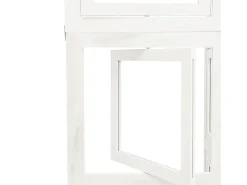 Biombo-Tabique divisorio de 4 paneles en madera maciza de paulownia blanca Blanco