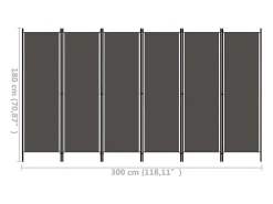 Biombo-Tabique divisorio de 6 paneles Antracita 300x180 cm Gris