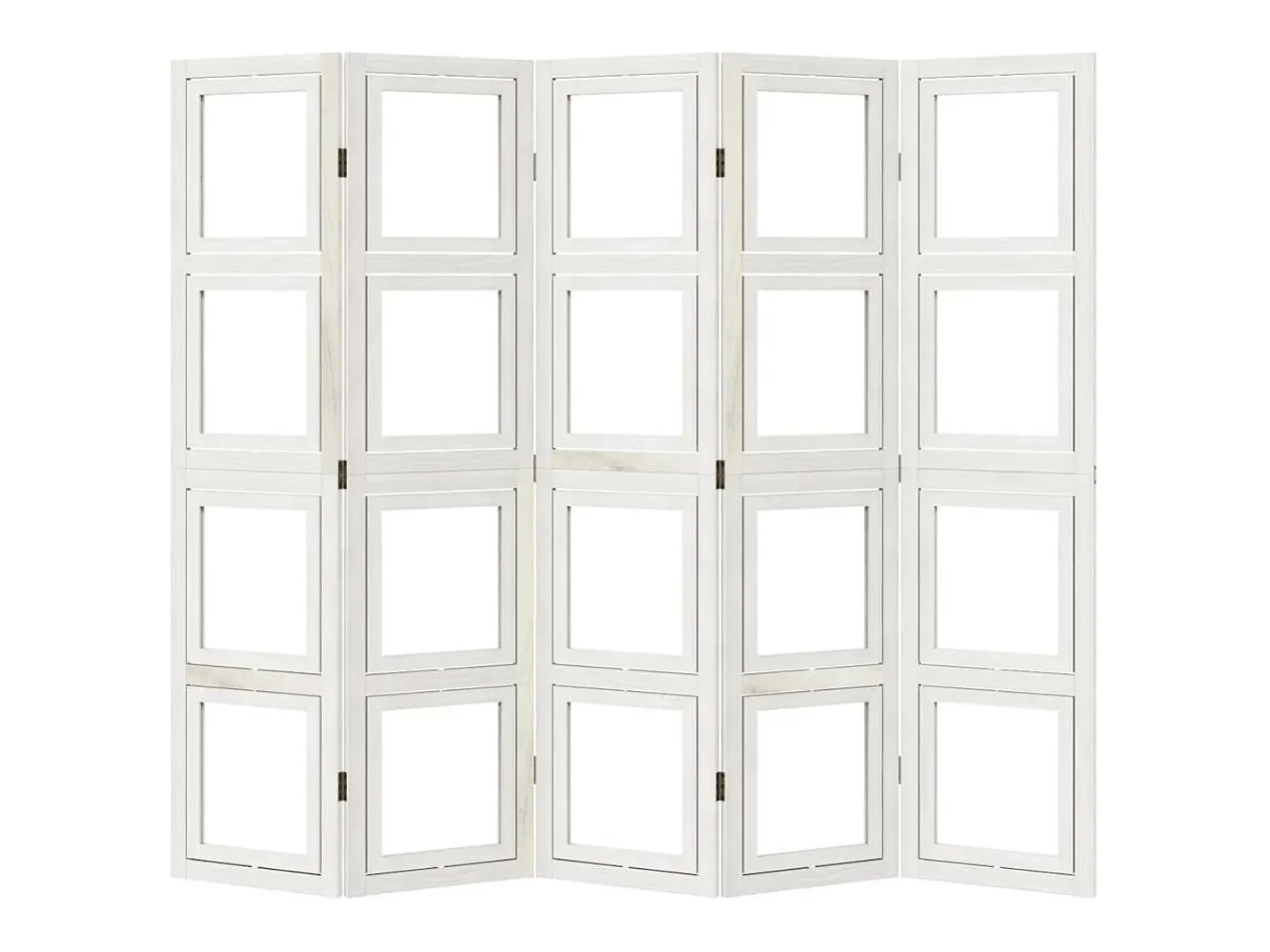 Biombo-Tabique divisorio de 5 paneles en madera maciza de paulownia blanca Blanco