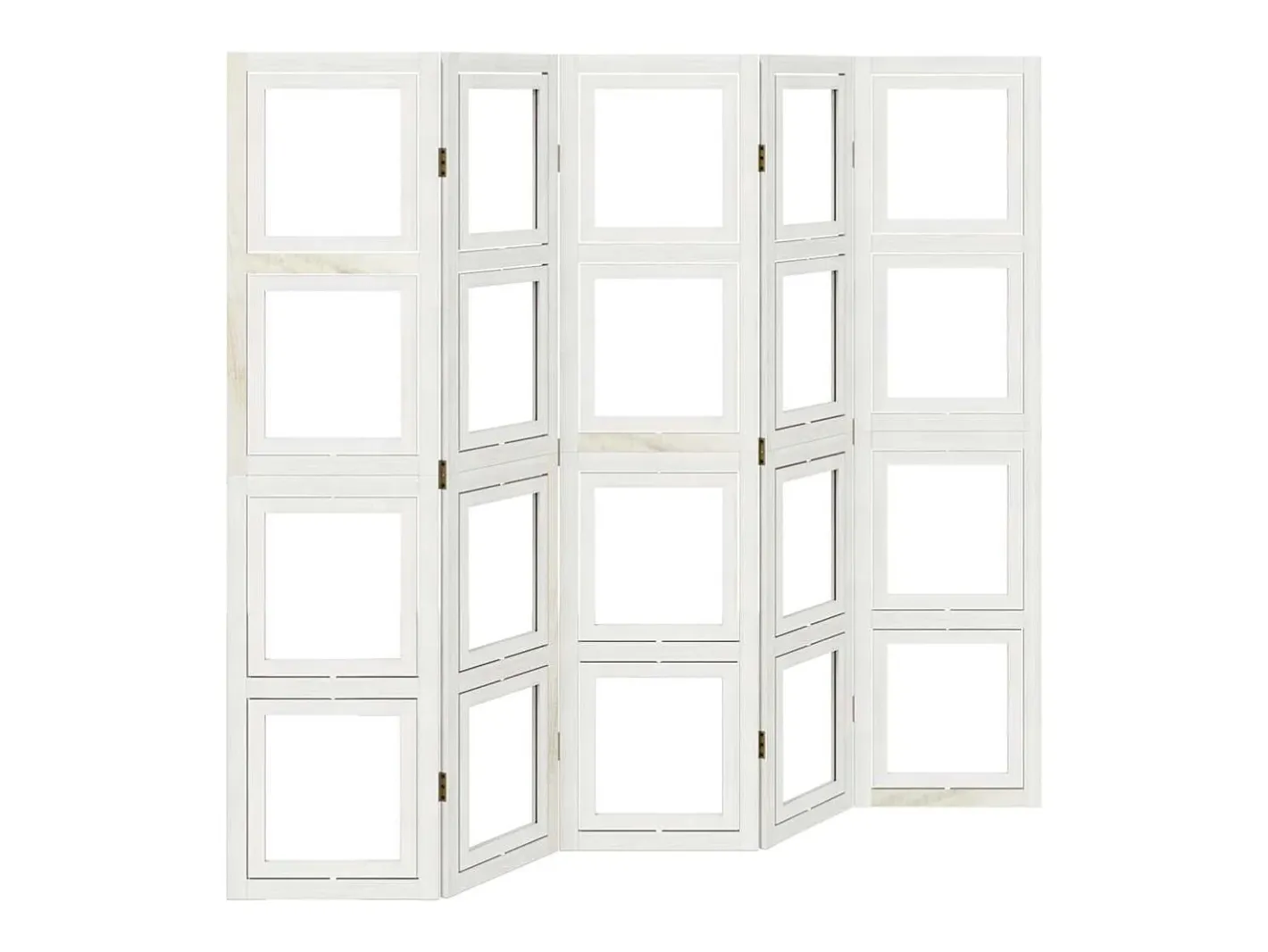 Biombo-Tabique divisorio de 5 paneles en madera maciza de paulownia blanca Blanco