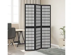 Hot Tabique divisorio de 3 paneles en madera maciza de paulownia negra Negro