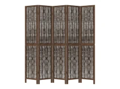 Tabique divisorio de 5 paneles en marrón oscuro fabricado en paulownia maciza Marru00f3n Sale
