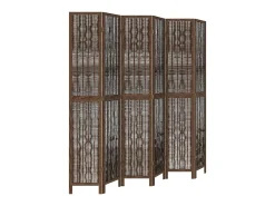 Sale Tabique divisorio de 6 paneles en color marrón oscuro fabricado en paulownia maciza Marru00f3n