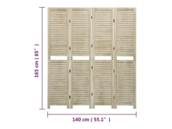 Hot Tabique divisorio de 4 paneles 140x165 cm madera de paulownia Marru00f3n