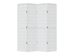 Tabique divisorio de 4 paneles en madera maciza de paulownia blanca Blanco Best