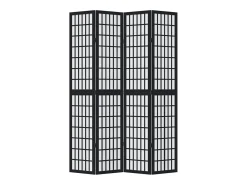 Tabique divisorio de 4 paneles en madera maciza de paulownia negra Negro Discount