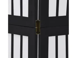 Tabique divisorio de 4 paneles en madera maciza de paulownia negra Negro Discount