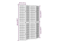 Tabique divisorio de 4 paneles en madera maciza de paulownia negra Negro Discount