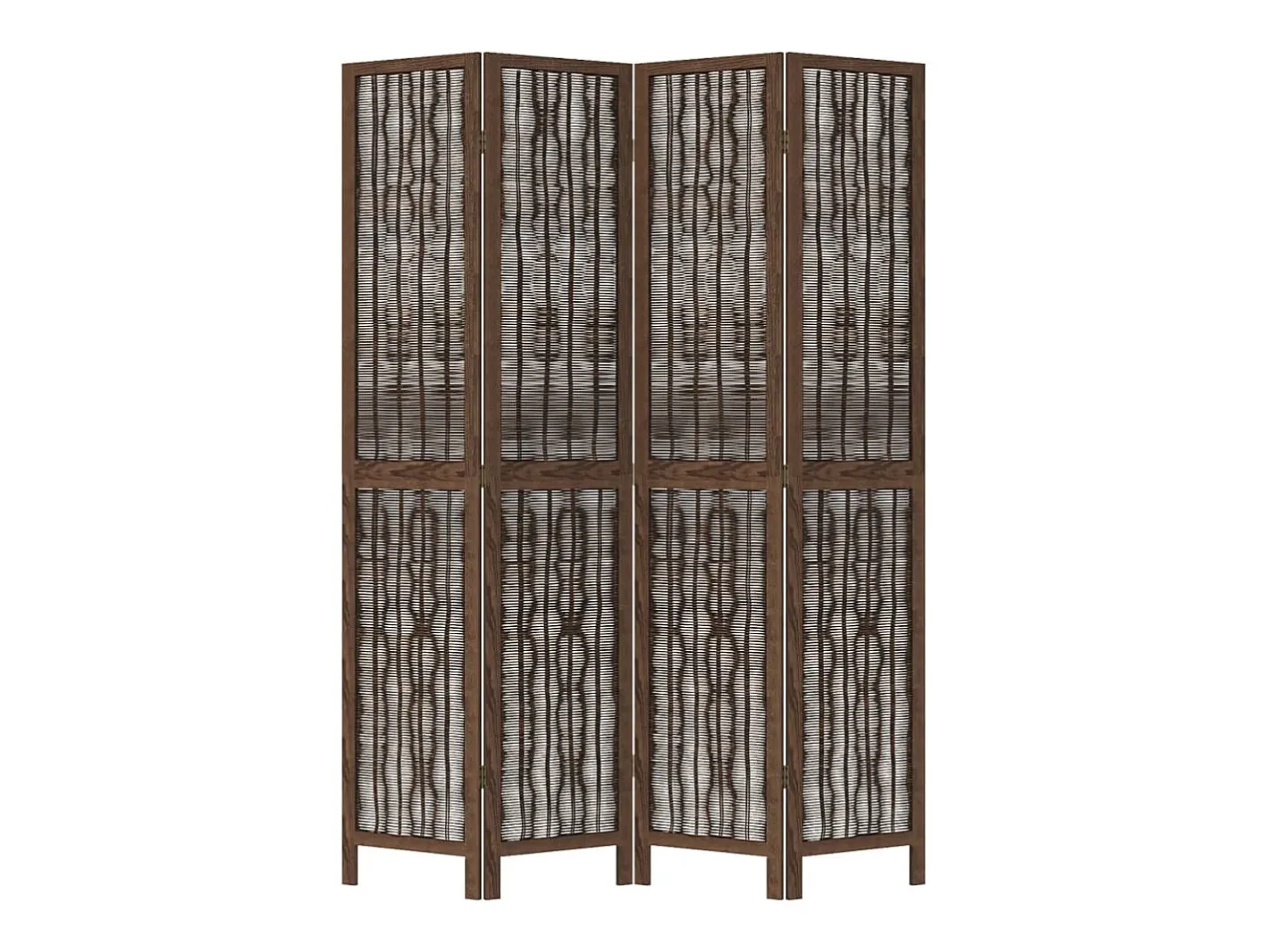 Tabique divisorio de 4 paneles de paulownia maciza en color marrón oscuro Marru00f3n Hot