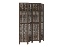 Tabique divisorio de 4 paneles de paulownia maciza en color marrón oscuro Marru00f3n Hot